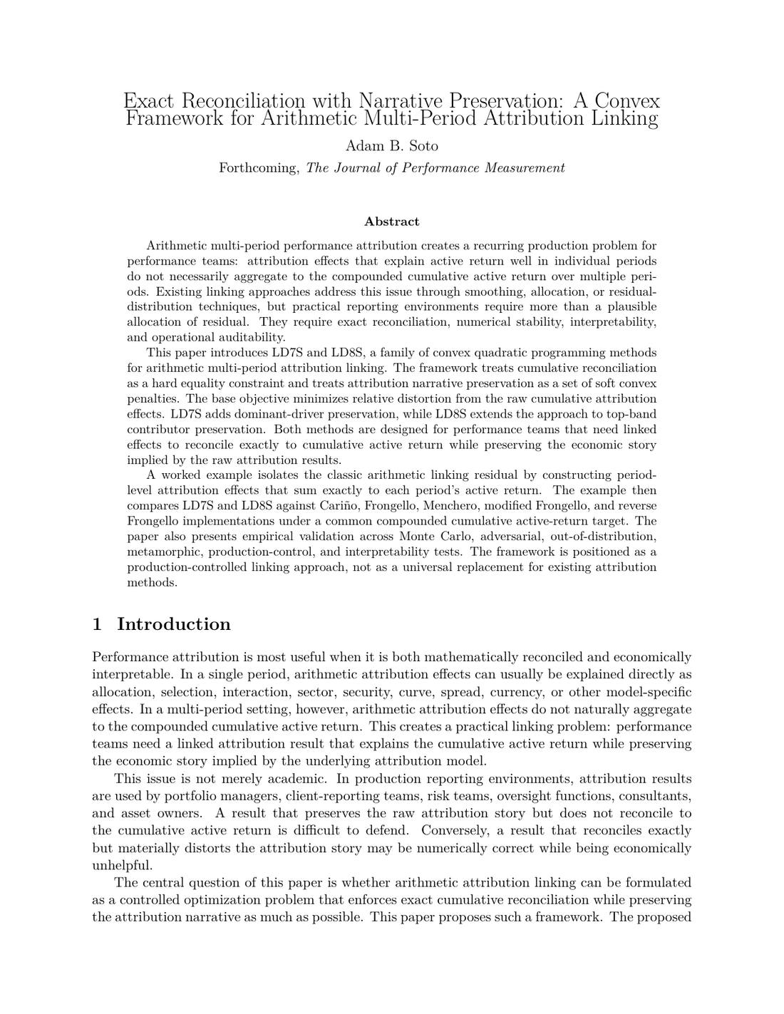 Page one of Exact Reconciliation with Narrative Preservation